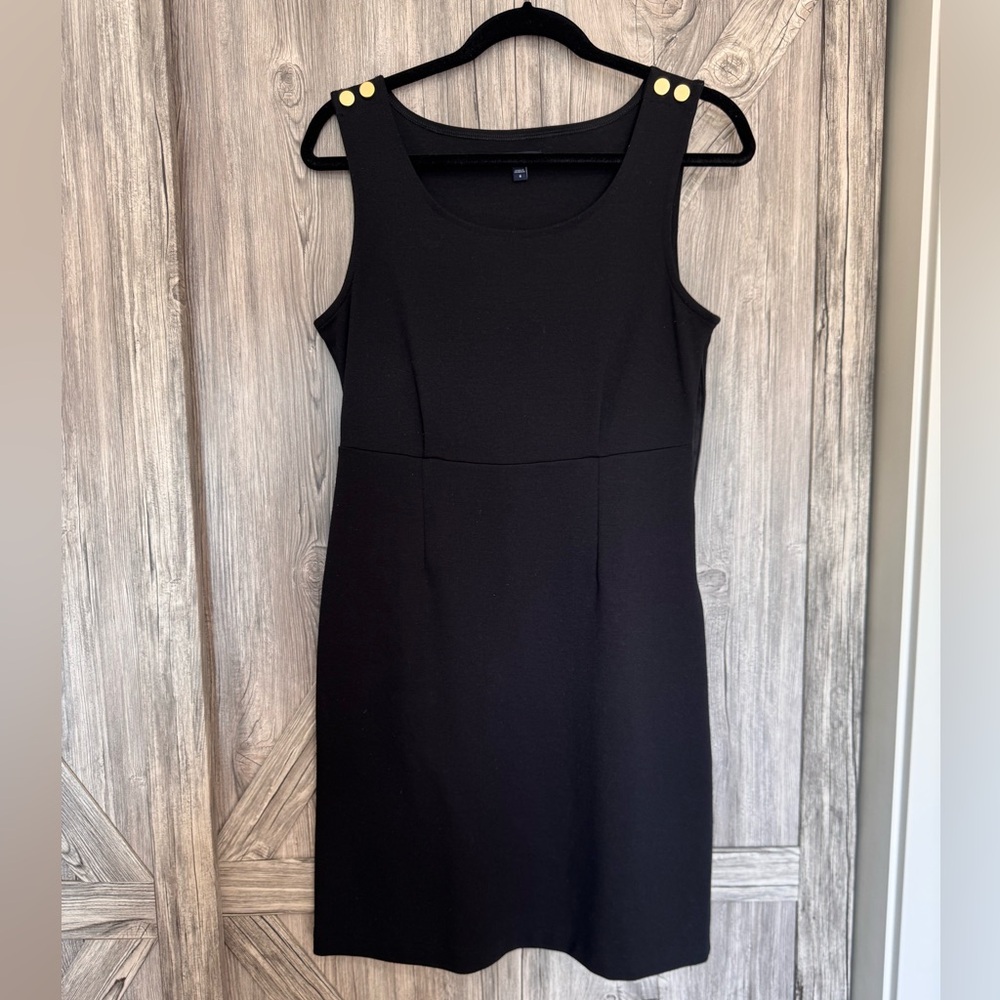 GAP Basic Black Dress with Gold Button Detail